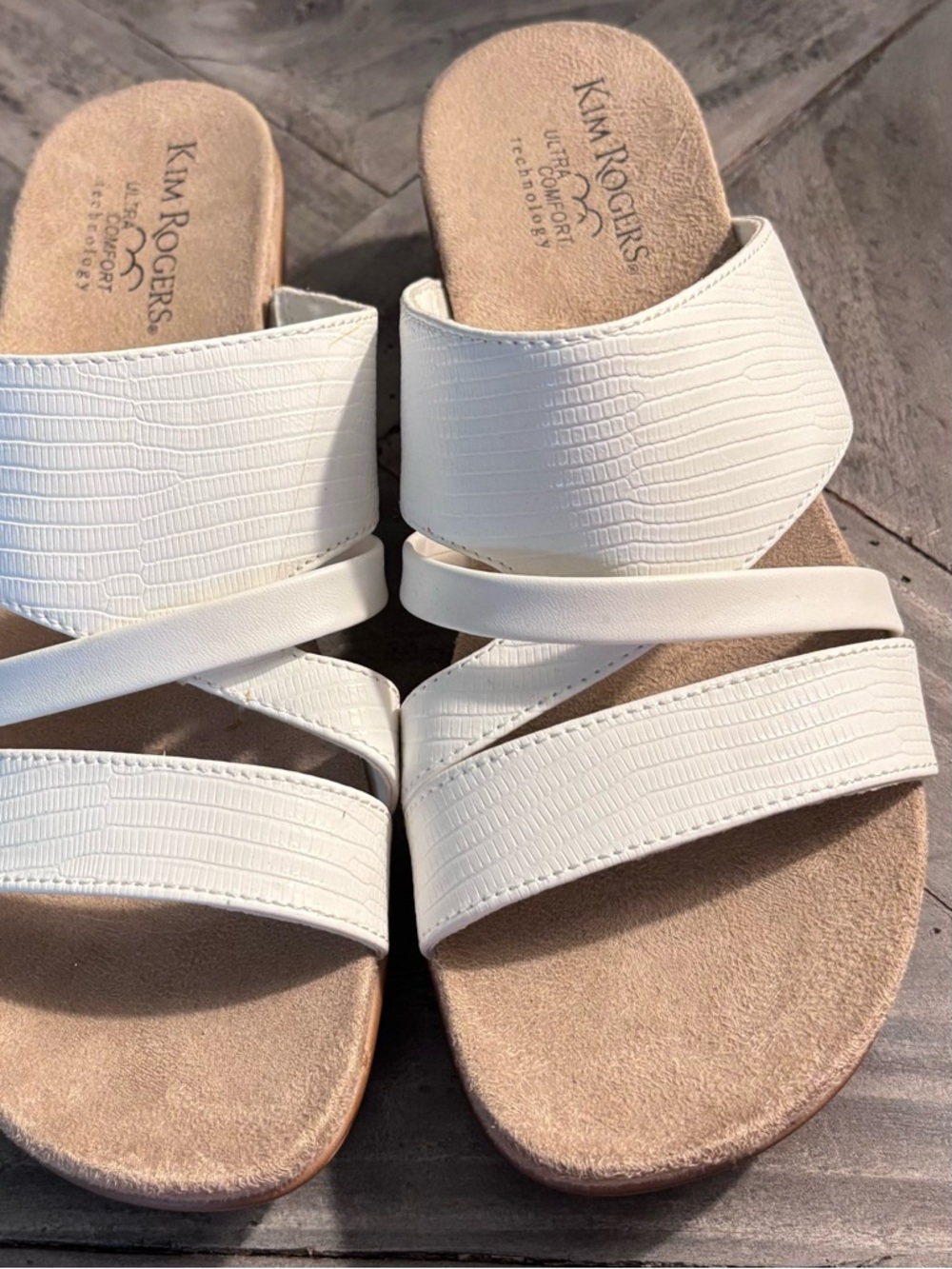 Kim Rogers White Crisscross Comfort Slide Sandals